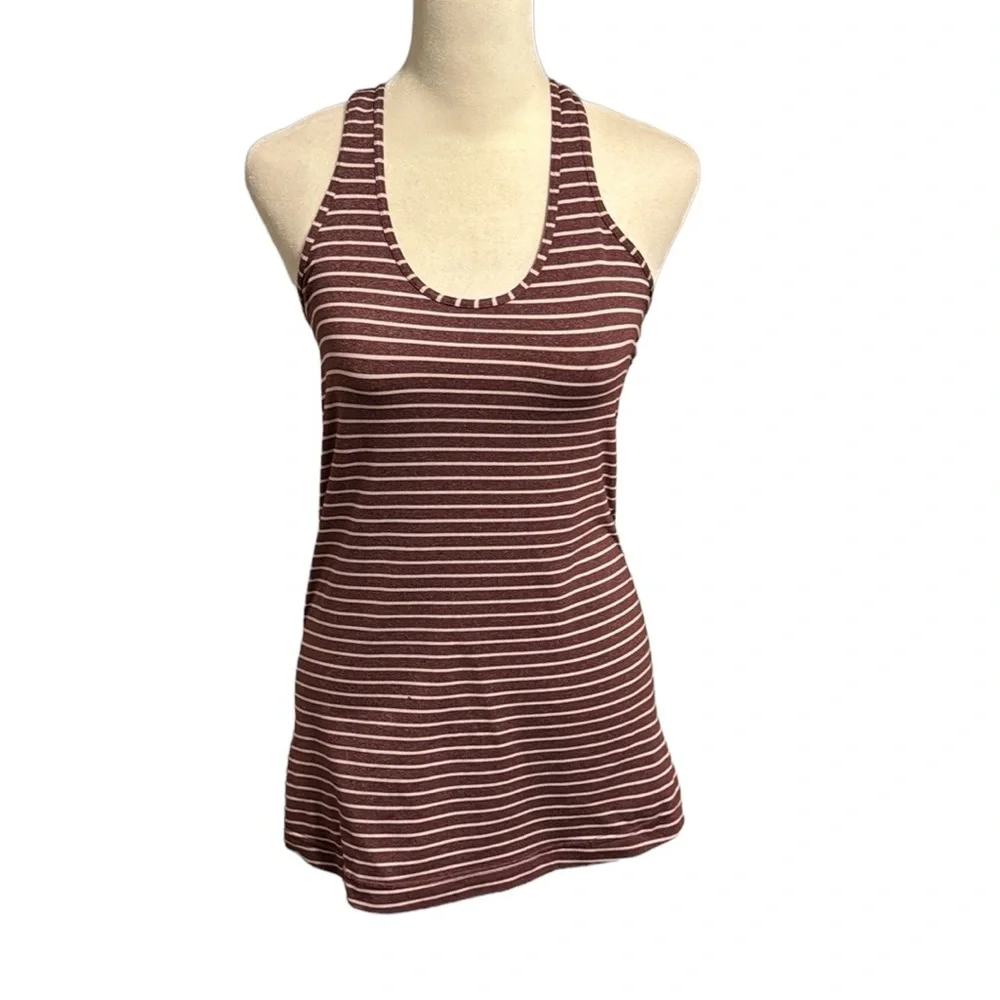 LULULEMON Burgundy striped fitted tank top